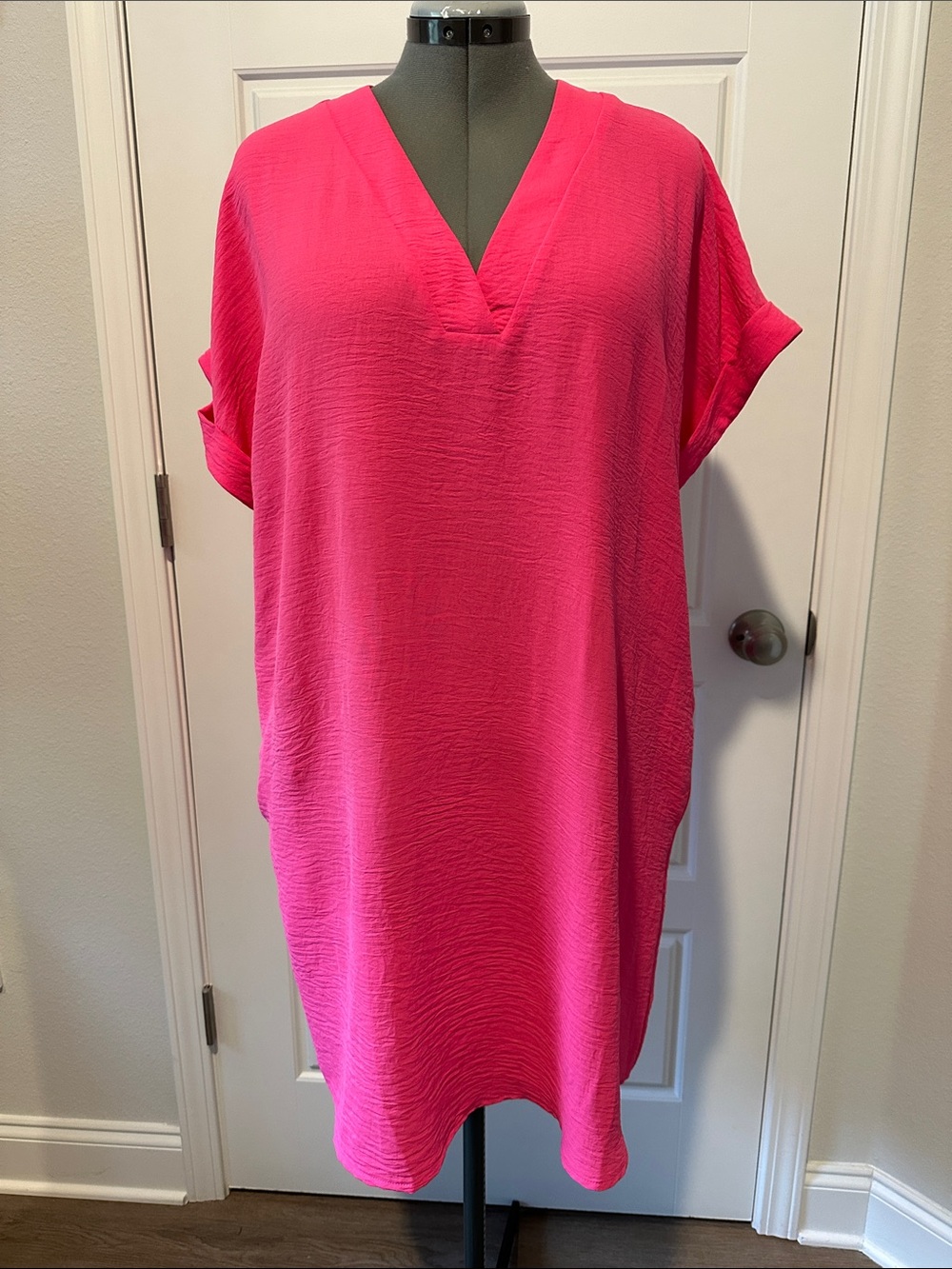 Staccato Hot Pink V-Neck Midi Dress